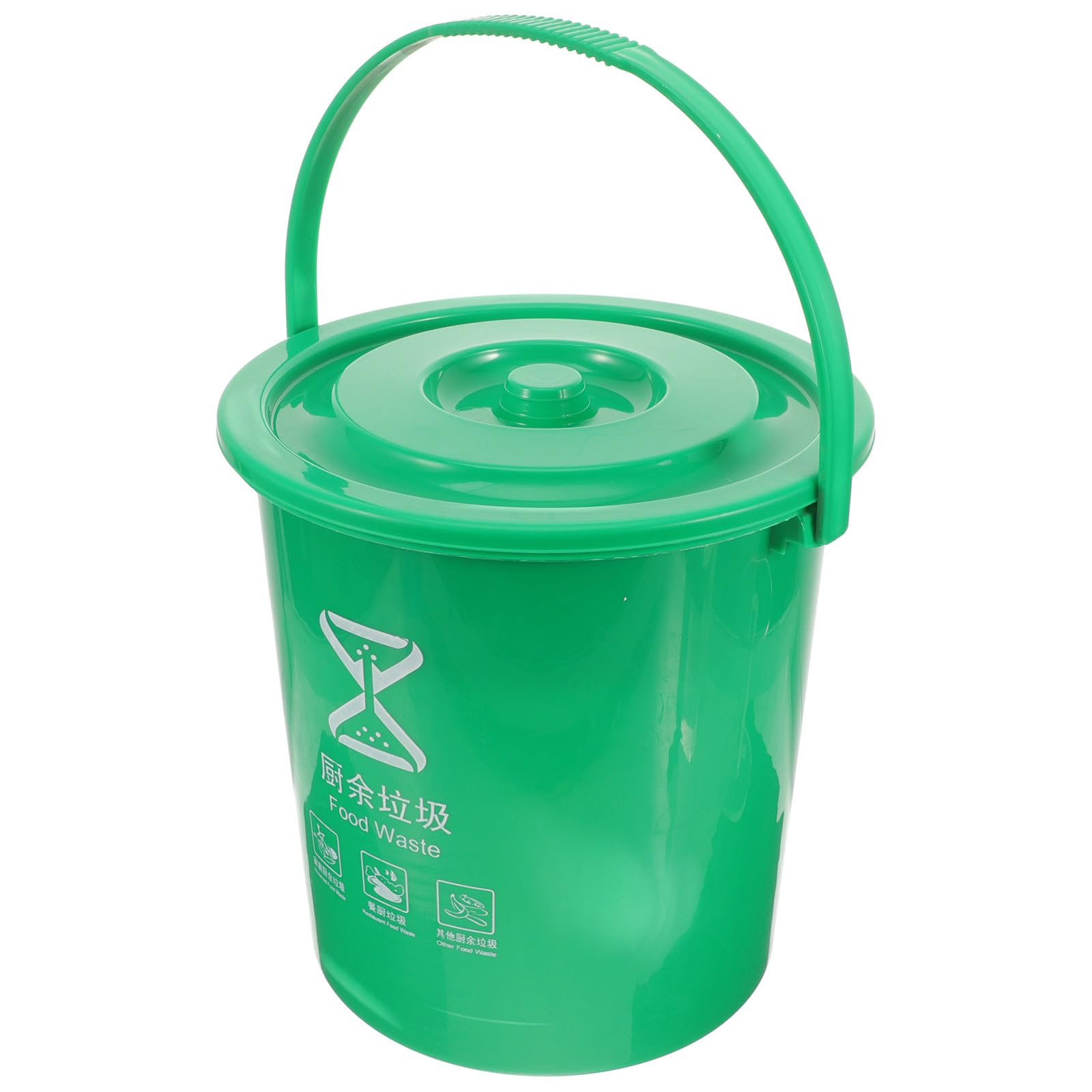 NUOBESTY Küchenkomposteimer 10l mit Deckel aus Kunststoff in Grün | Nass und Trockentrennung, Ergonomischer Tragegriff, für Küche und Bastelraum