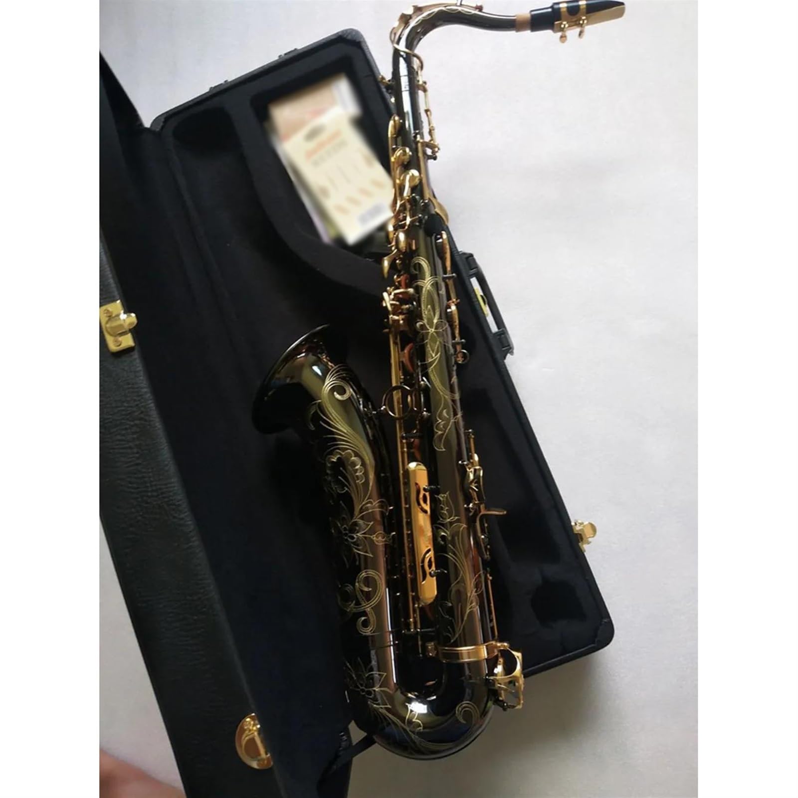 Professionale Sassofono Sassofono Tenore B Flat Nichel Nero Oro Strumento Musicale Sassofono Professionale (Color : Tenor)