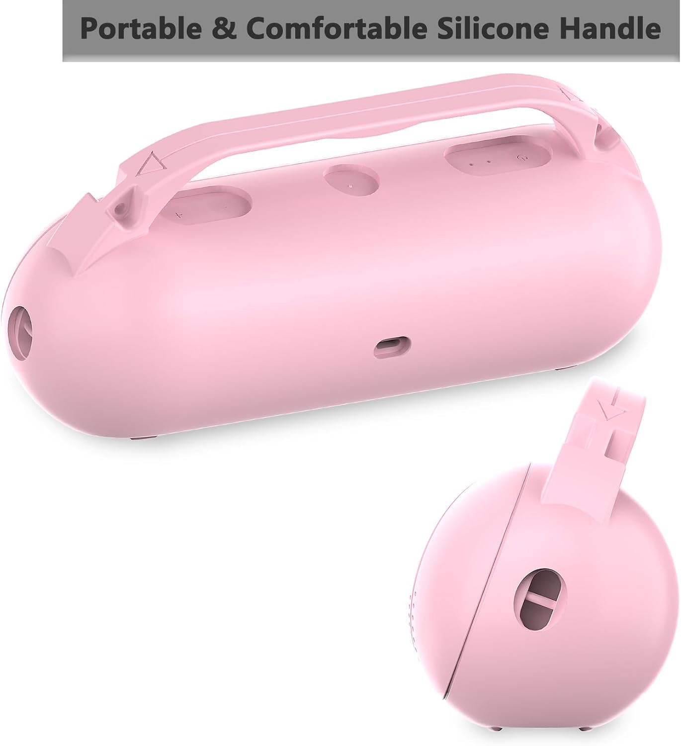 Silicone Cover Case for Beats Pill 2024 Wireless Bluetooth Speaker, Protective Stand Holder for Beats Pill Bluetooth Speaker Accessories with Should Strap (Pink Case)