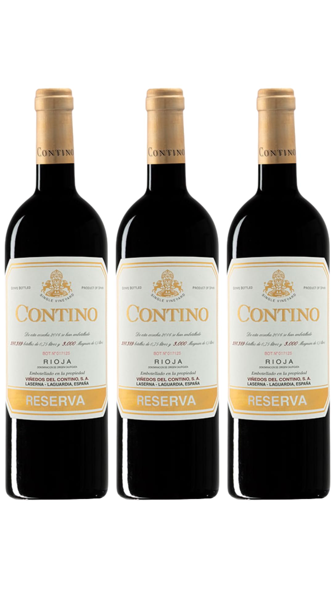 Contino Reserva – Vino Tinto D.O.Ca. Rioja | Pack de 3 Botellas (75 cl) | Envío Gratis | Rioja Alavesa de Elegancia y Tradición