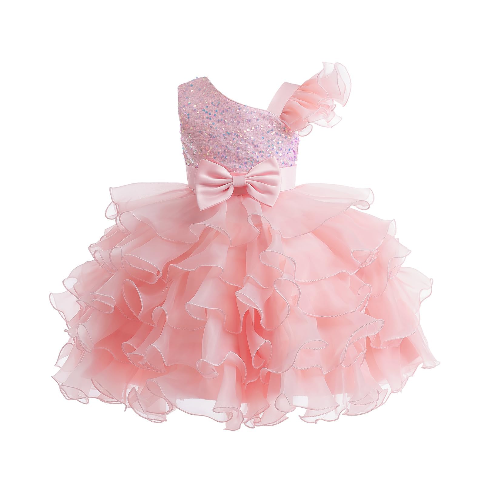 Miipat Niña Vestidos de un Hombro con Lentejuelas Princesa Sin Mangas Vestido de Dama de Honor de Boda Vestido de Tul para Fiesta