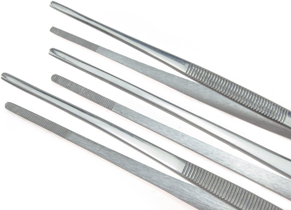 5-Piece Tweezer Set Dressing Thumb Serrated Forceps - FEITA Stainless Steel Surgical Tweezers 5, 6, 8, 10, 12 inch : Industrial & Scientific