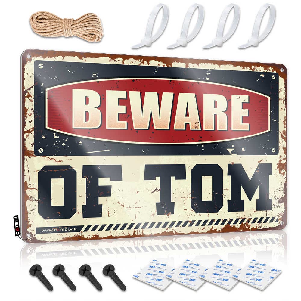 Fzfn Colour Beware Of Tom Tin Sign Guys | Americana Accessories Decorative Wall Art(30X40cm)