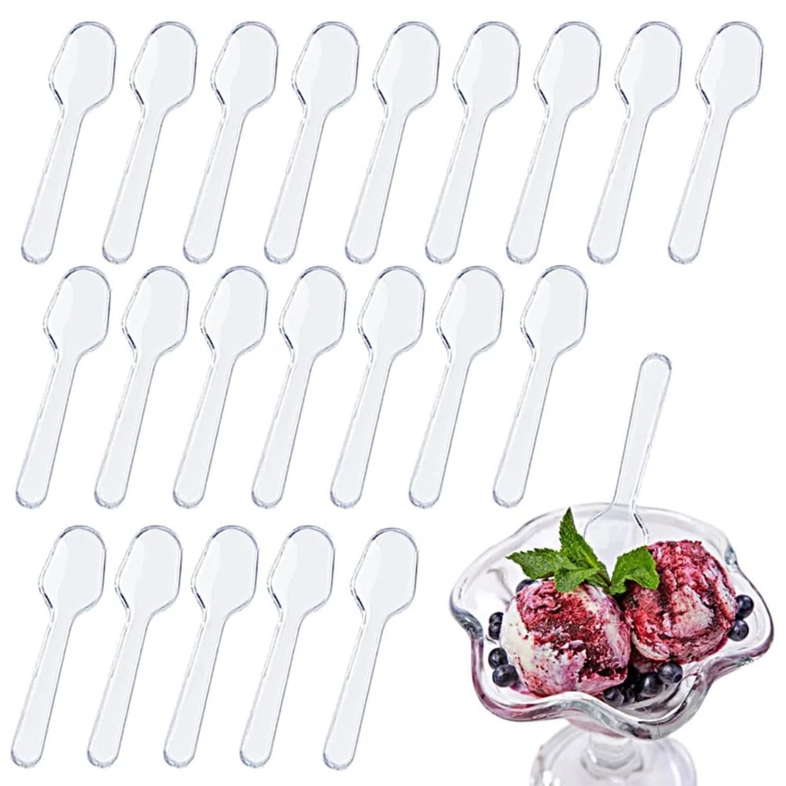 Jaffiust 1000 PCS Mini Clear Tasting Spoons Plastic Spoons
