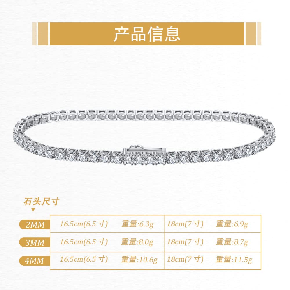 OZEO Armband Damen,S925 Sterling Silber Tennis Armband 3Mm Micro-Set Zirkon Charm Diamant X-Link Armbänder Exquisites Freundschaftsarmband Schmuck Für Damen Männer Geschenk, 7 Zoll