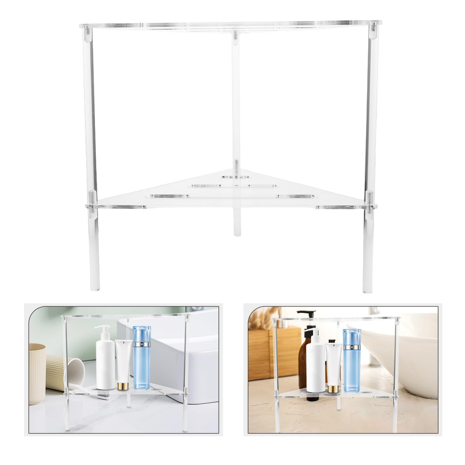Organizador de Ducha Triangular de Acrílico Moderno y Fácil de Limpiar Diseño que Previene Acumulación de Agua, Estante de Pared para Baño y Almacenamiento en Esquina