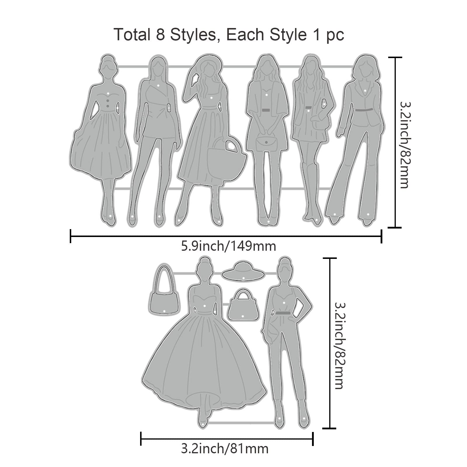 GLOBLELAND Lady Dress Fustelle Metallo Donne Abito Abito Die Cuts
