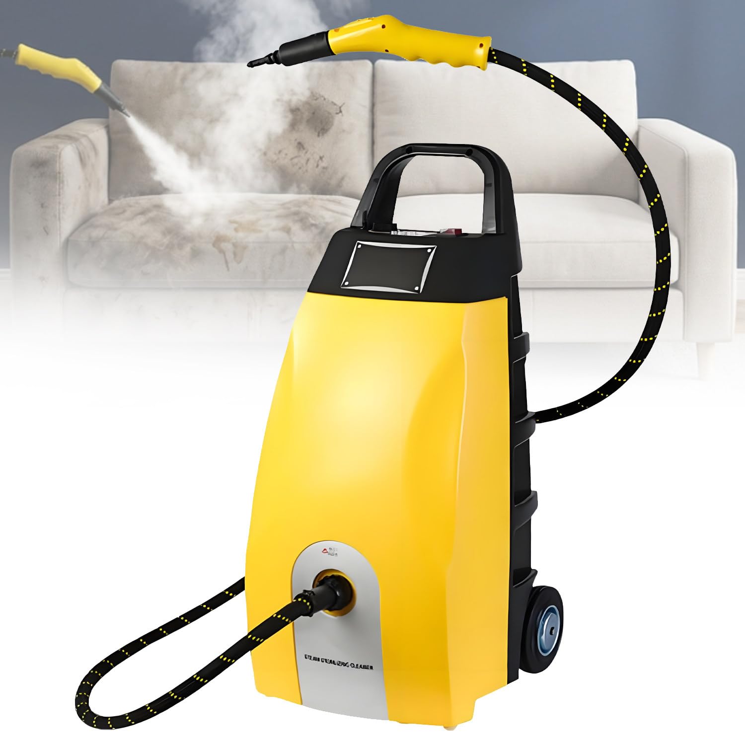 GLBMXDD Multi-Purpose Steam Cleaner - Heated Carpet Extractor for Home,with 3.5L Water Tank, 230°F High Temp Steam, for Home Appliances & Auto Detailing Yellow