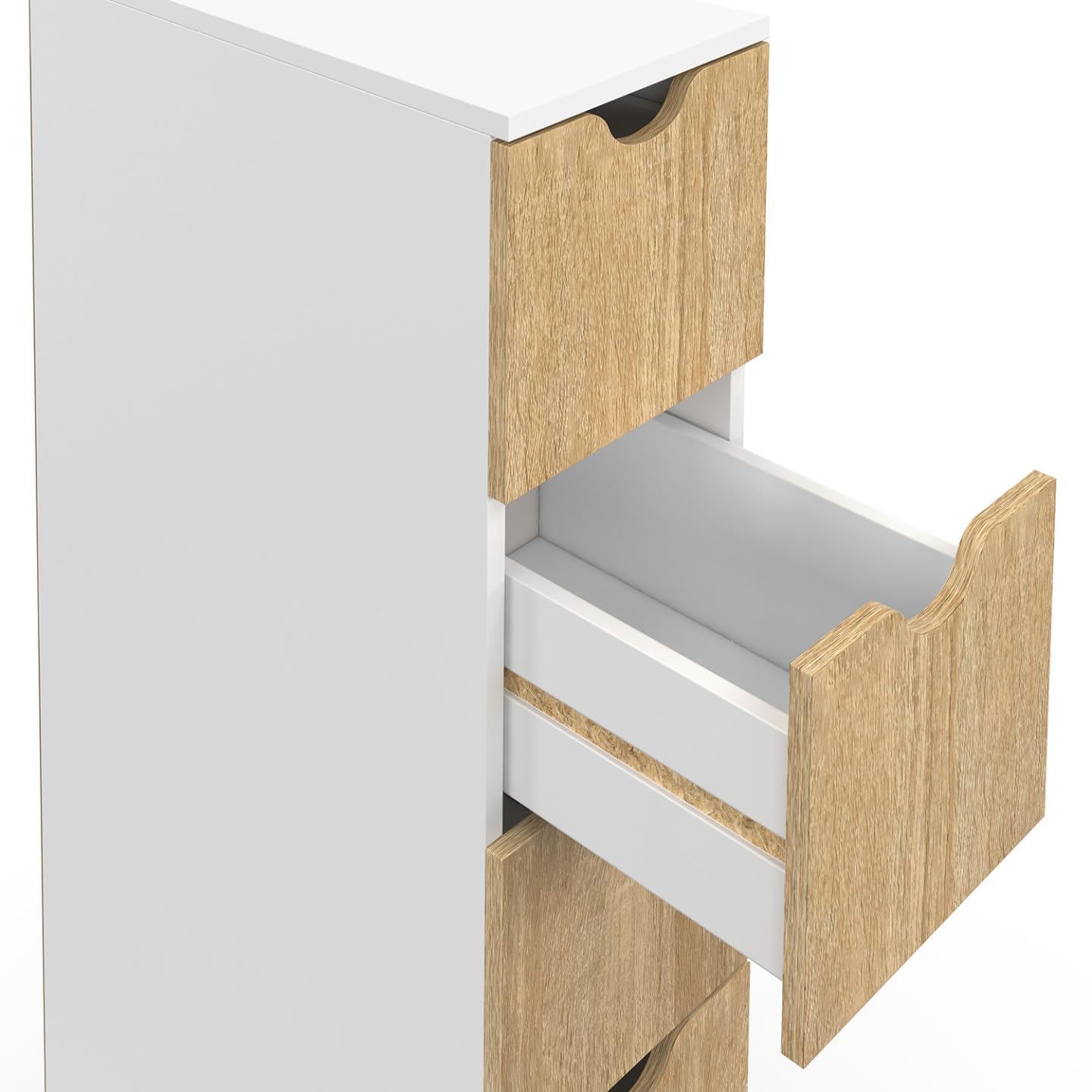 IDMarket - Colonna salvaspazio WILO a 6 cassetti su rotelle in look bianco e faggio