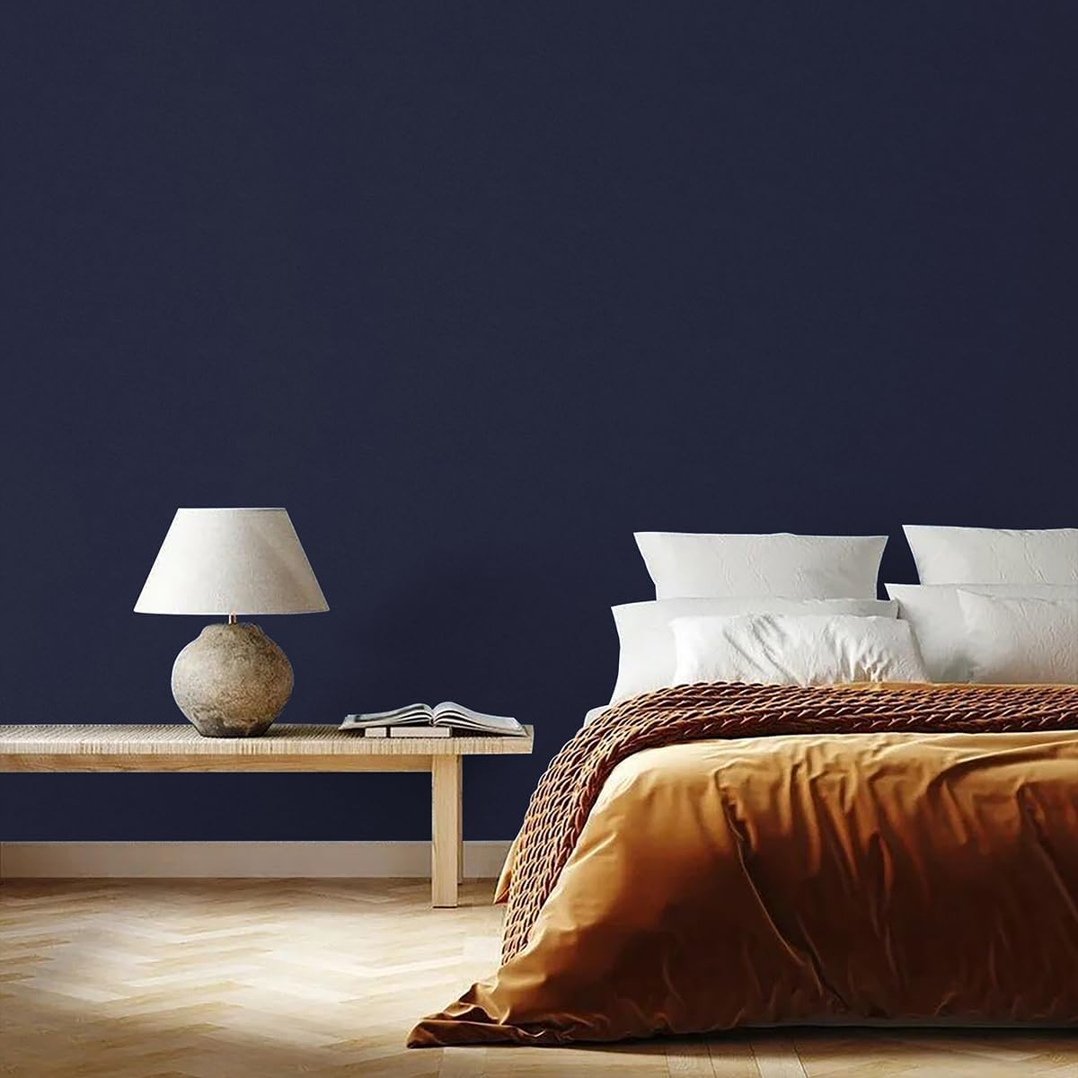 Tatyanna Navy Blue Wallpaper Peel and Stick Wallpaper 15.7inch x 393.6inch Blue Contact Paper Navy Wall Paper Self-Adhesive Removable Matte Solid Stick and Peel for Living Room Waterproof Vinyl