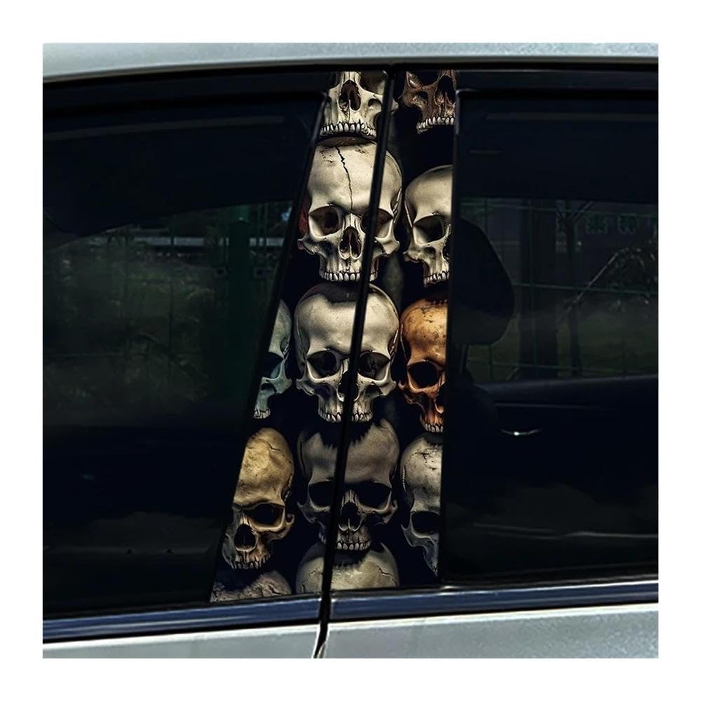 Body Parts 2PCS Skeleton Skull Car B-Pillar Stickers Auto Center Column Waterproof Decals(C)
