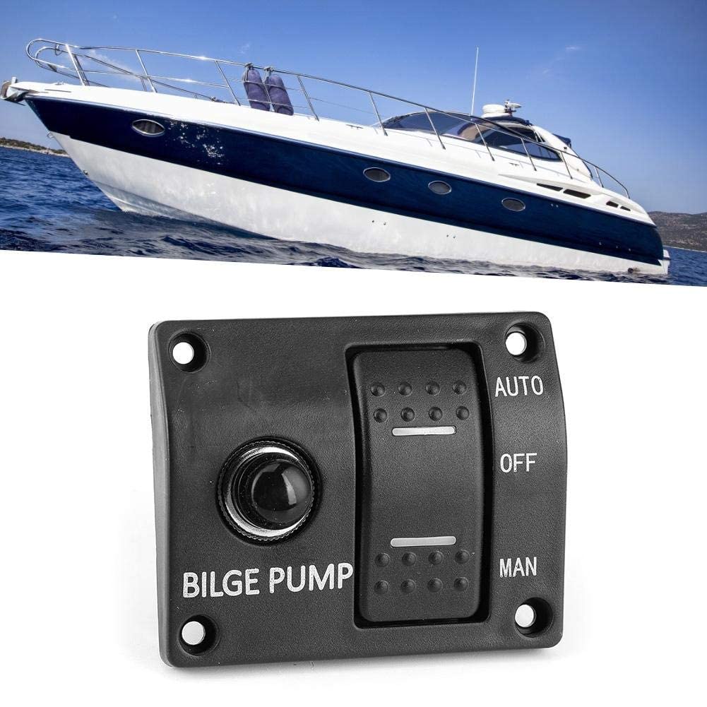 Interruttore Pompa di Sentina, pannello interruttori della pompa di sentina a 3 vie Auto/Off/Manuale 12V 24V con indicatore LED Interruttore automatico 15A integrato
