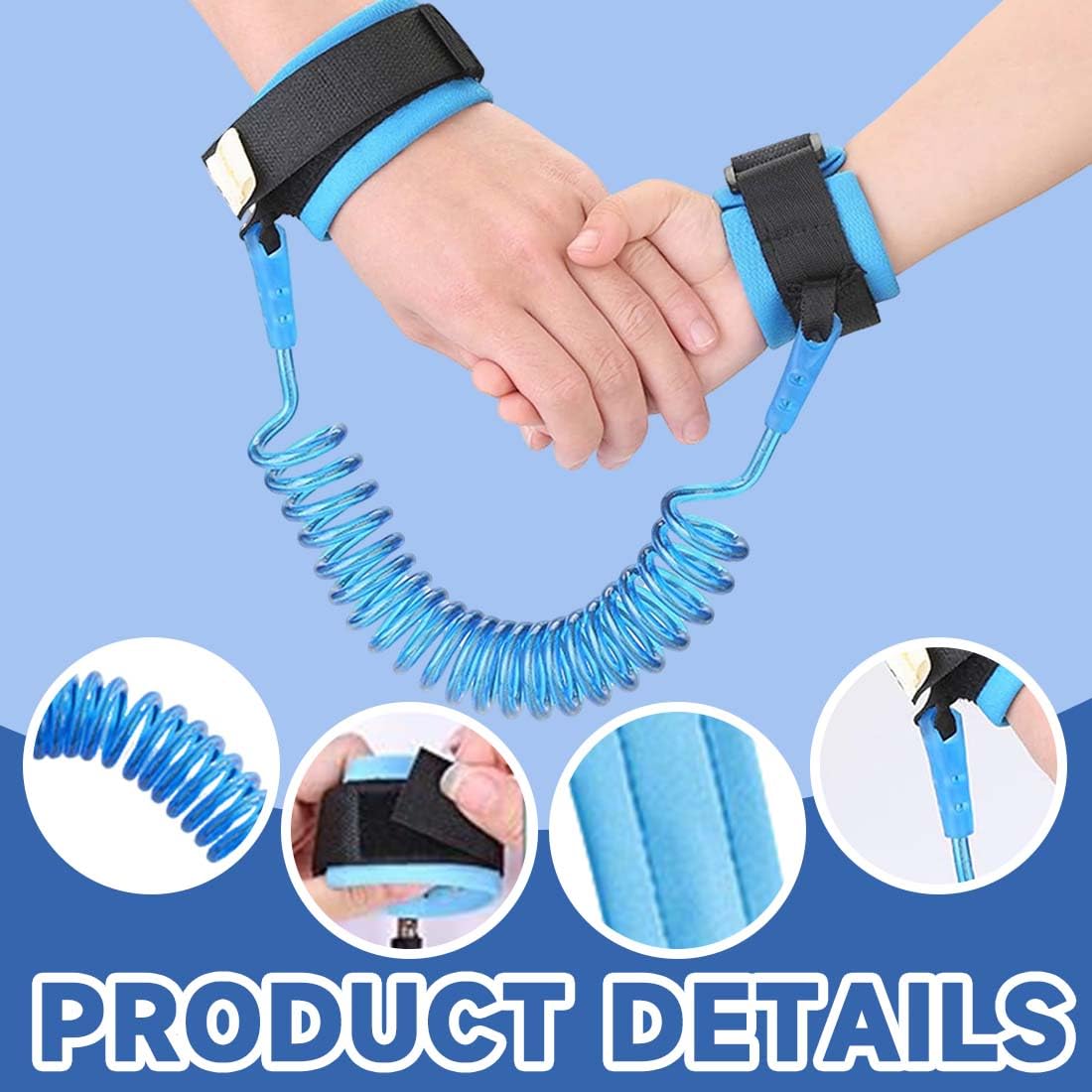 KYLOS Anti Perdu Poignet Ceinture, 1.5M Harnais De Sécurité Pour Enfant, Fonction De Fluorescence, Bébé Marcheur Bracelet(Bleu Marine),Harnais Bebe