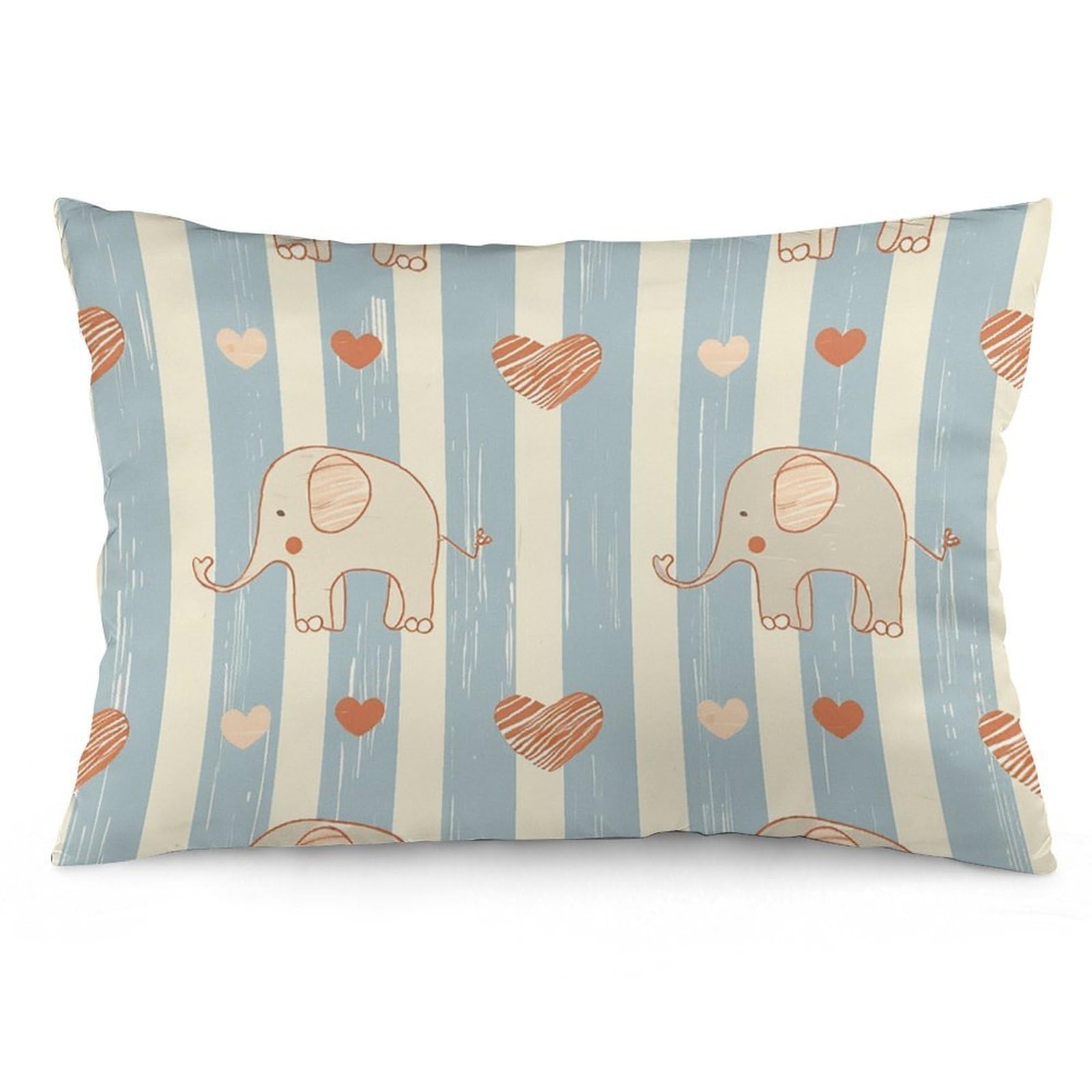 NTVOWPZO 2 Pack Decoration Throw Pillow Covers 20"x30" Pillowcases Covers Stripes and Elephants Pillowcases Modern Farmhouse Home Decor Sofa Cushions Covers for Couch Bed Living Room