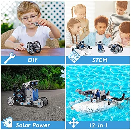 Pakoo STEM Solar Robot Toy 12-in-1 Educational Science Kit DIY Building Toy Construction Engineering Set for Kids Age 8-12 Boys & Girls Birthday Gift, Solar Powered Toy 4 61QZT++wDDL. AC