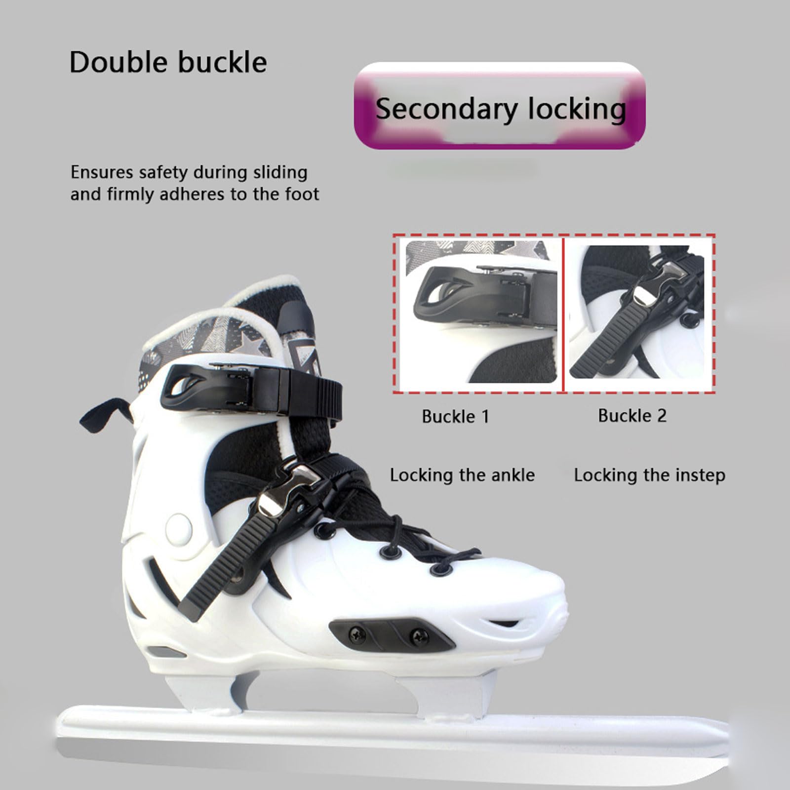 Patines De Hielo,Patines de Hielo Profesionales para Adultos,Ajustable 4 rangos de Tallas,de Bloqueo Push-Lock,Adecuado para Pistas de Patinaje sobre Hielo y Exteriores.