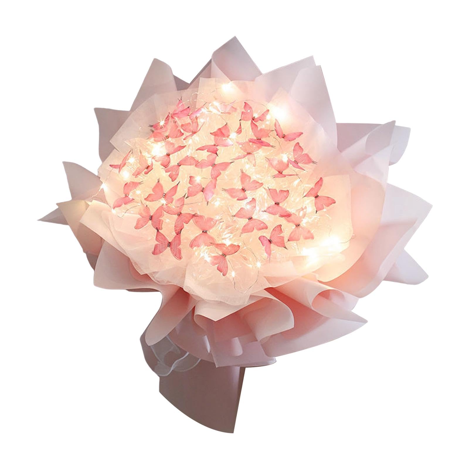 Oshhni Bouquet di Farfalle Bouquet Realizzazione di Materiali con Carta da Regalo Regalo di Nozze Decorativo Pacchetto di Materiali Fai-da-Te Bouquet di, Rosa 52 Farfalla