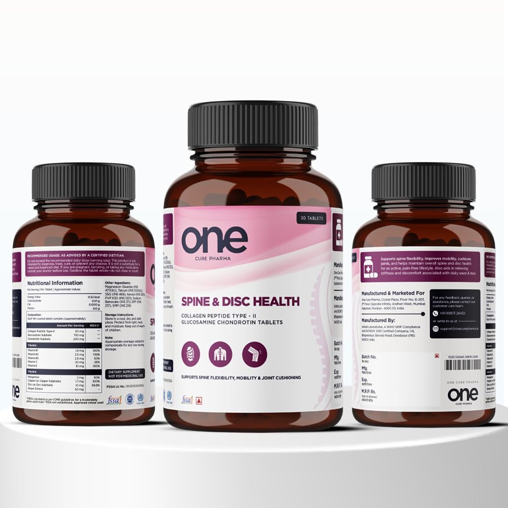Spine & Disc Health Tablets for Men & Women | Back pain, Joint Stiffness & Bone Health | Nutraceutical Supplement with Collagen, Glucosamine, Chondroitin, Multivitamins & Minerals | 30 tablets | 1 Serving a Day — Amazon image 7