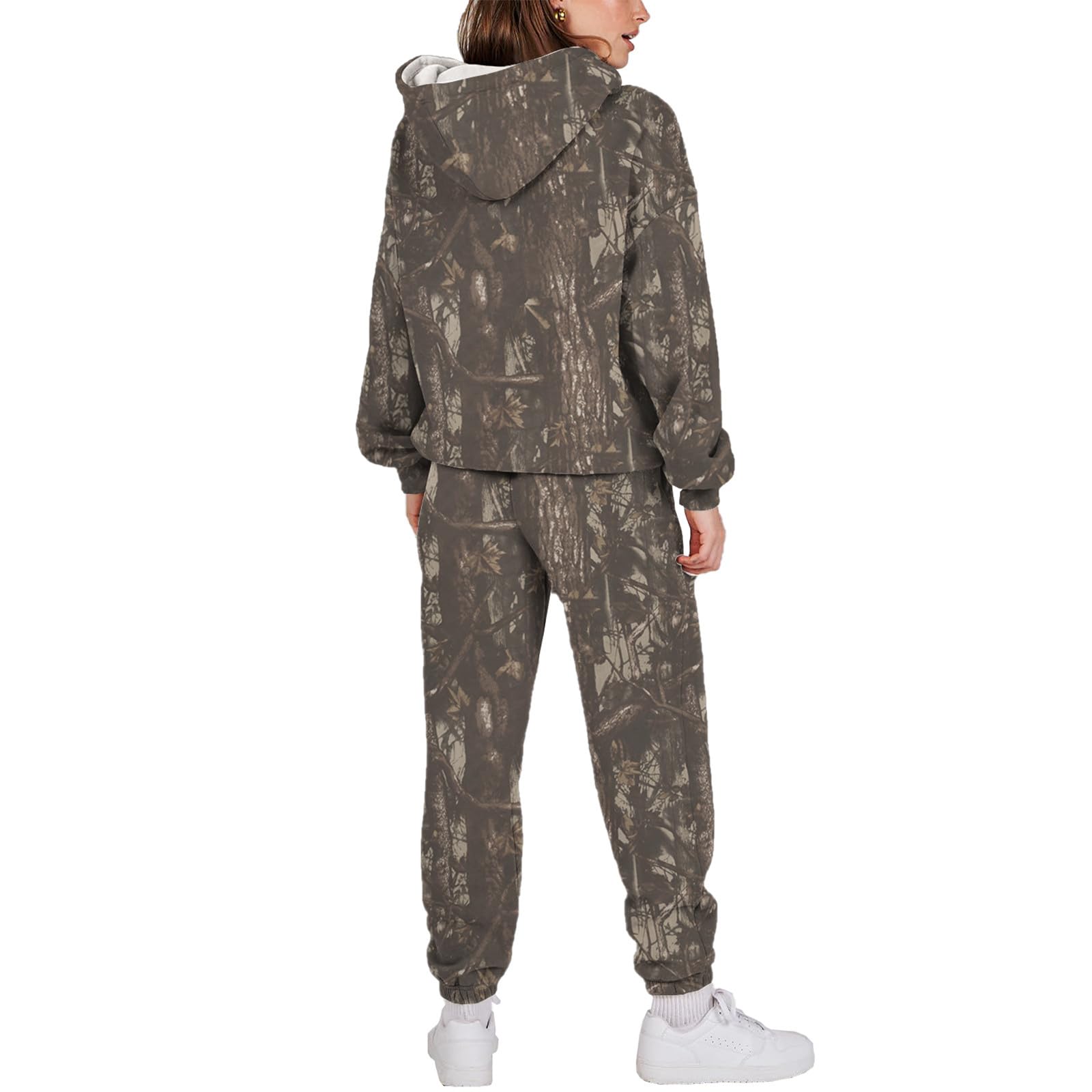 Saymany Jogginganzug Damen Blumendruck Trainingsanzug Set Zweiteiler Kapuzenpullover und Jogginghose Elegant Hausanzug Damen Kuschelig Warm Tracksuit Laufhose Damen Sportbekleidung