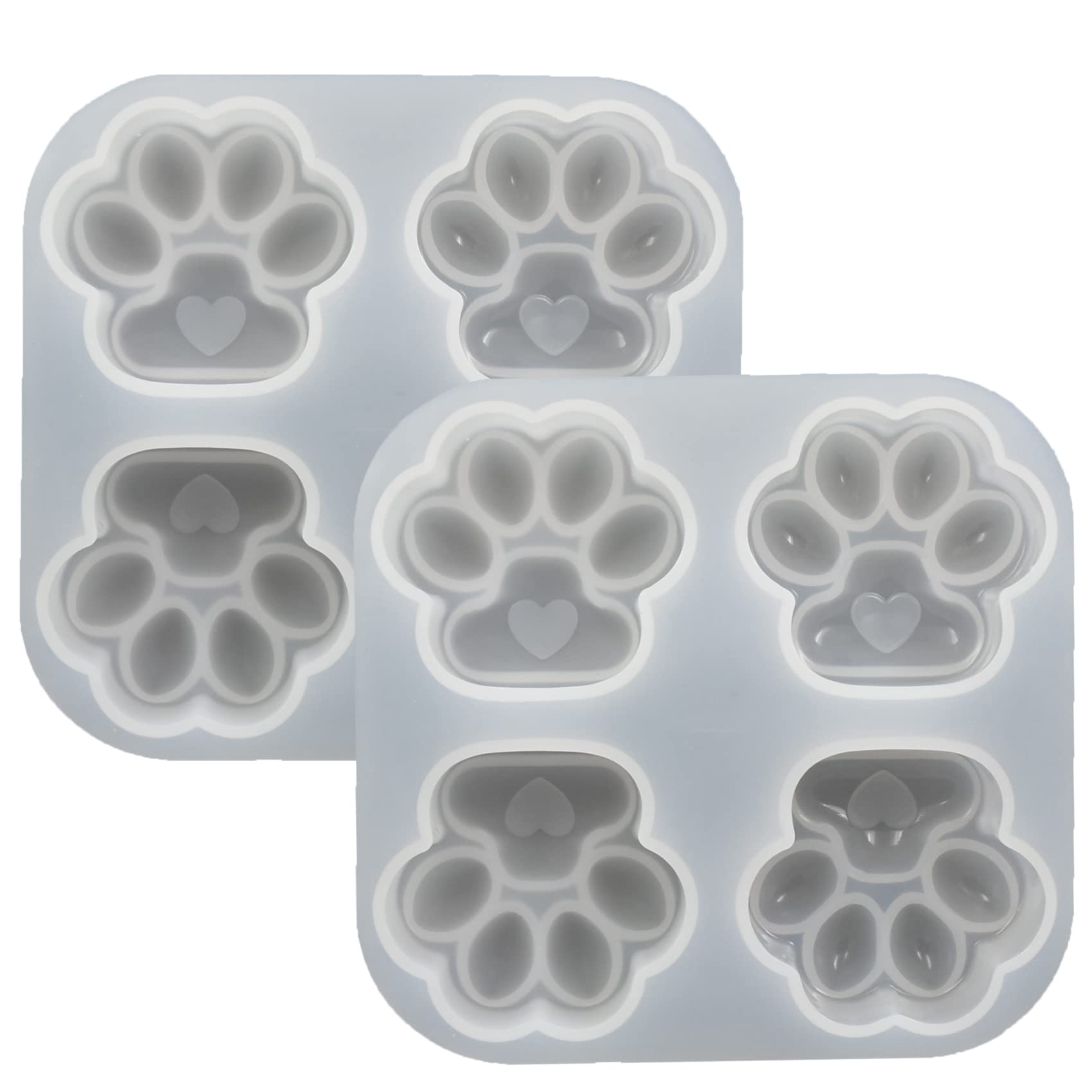 Sponsored Ad - Pack 2, Large Cat Paws Shape Epoxy Mold, Mirror & Matte Finish Surface Middle Heart Cat Footprint DIY Resin Casting Silicone Mold, 4.8 x 4.5 x 2.8cm