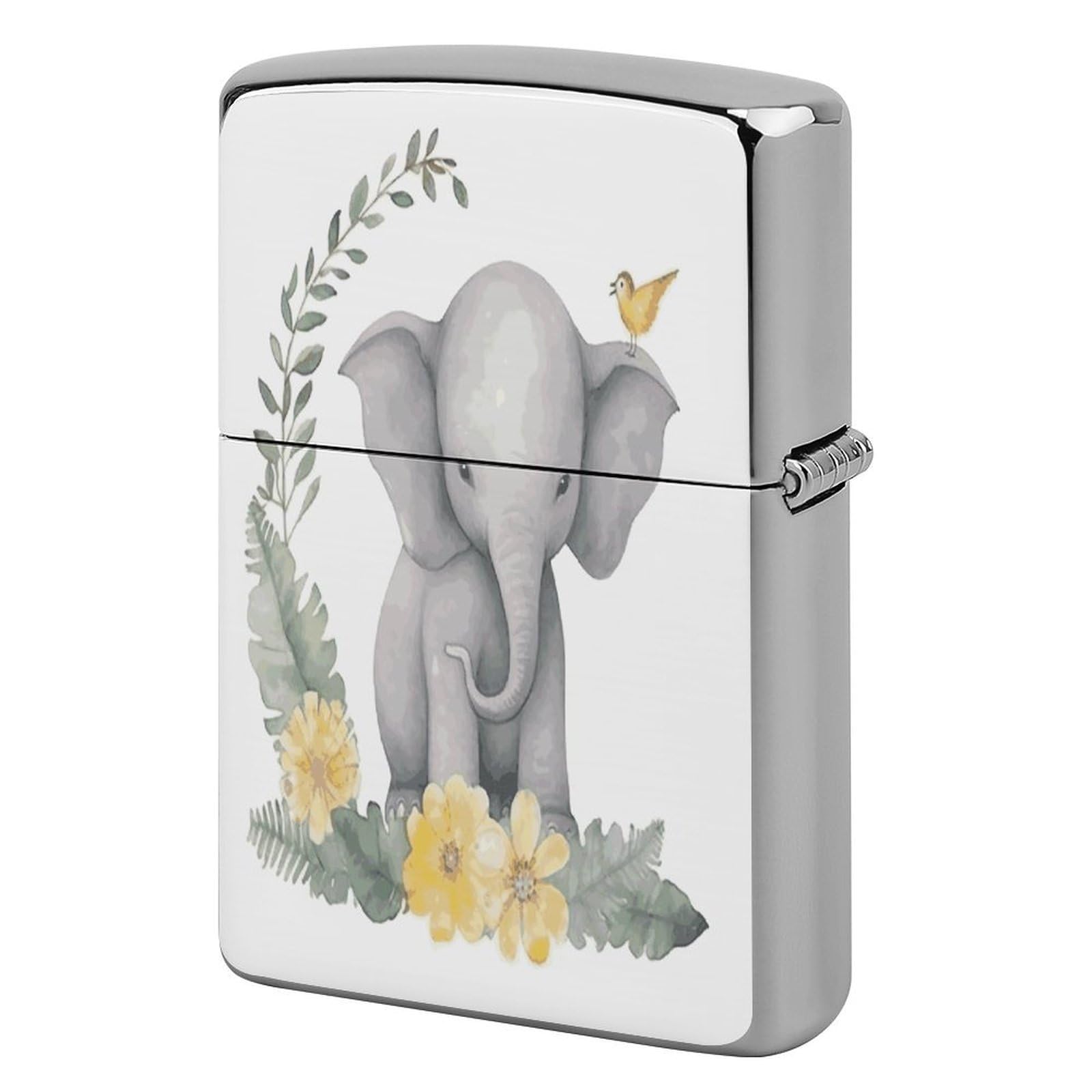 Btcowzrv Style Elephant With Wreath Metal Lighter Case Sleeve Cover Holder