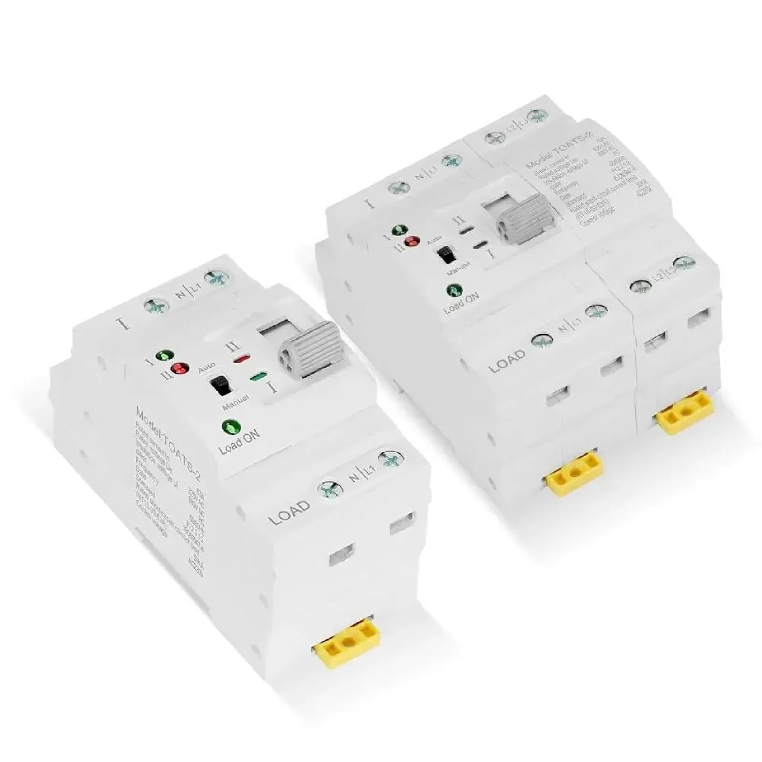 TOATS-2 Din Rail Automatic Transfer Switch, Dual Power Electrical Selector, 63A Rated Current, AC 50-60Hz, Uninterrupted Power Supply with Auto Manual Control (4P 63A 220V)