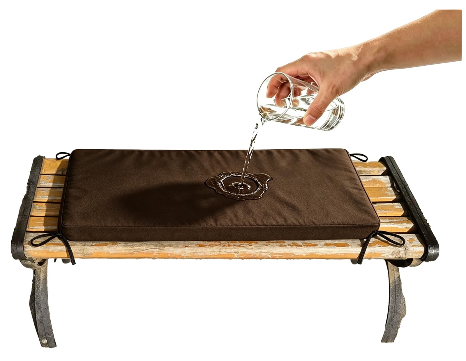 ILiemao Outdoor Swing Seat Cushions Waterproof 80% 5cm/1.9" Thick Outdoor Bench Cushion, Settee Couch Pads with Zipper Washable, Patio Swing Seat Cushion with Ties(Dark Brown,45x40 cm 18x16 in)
