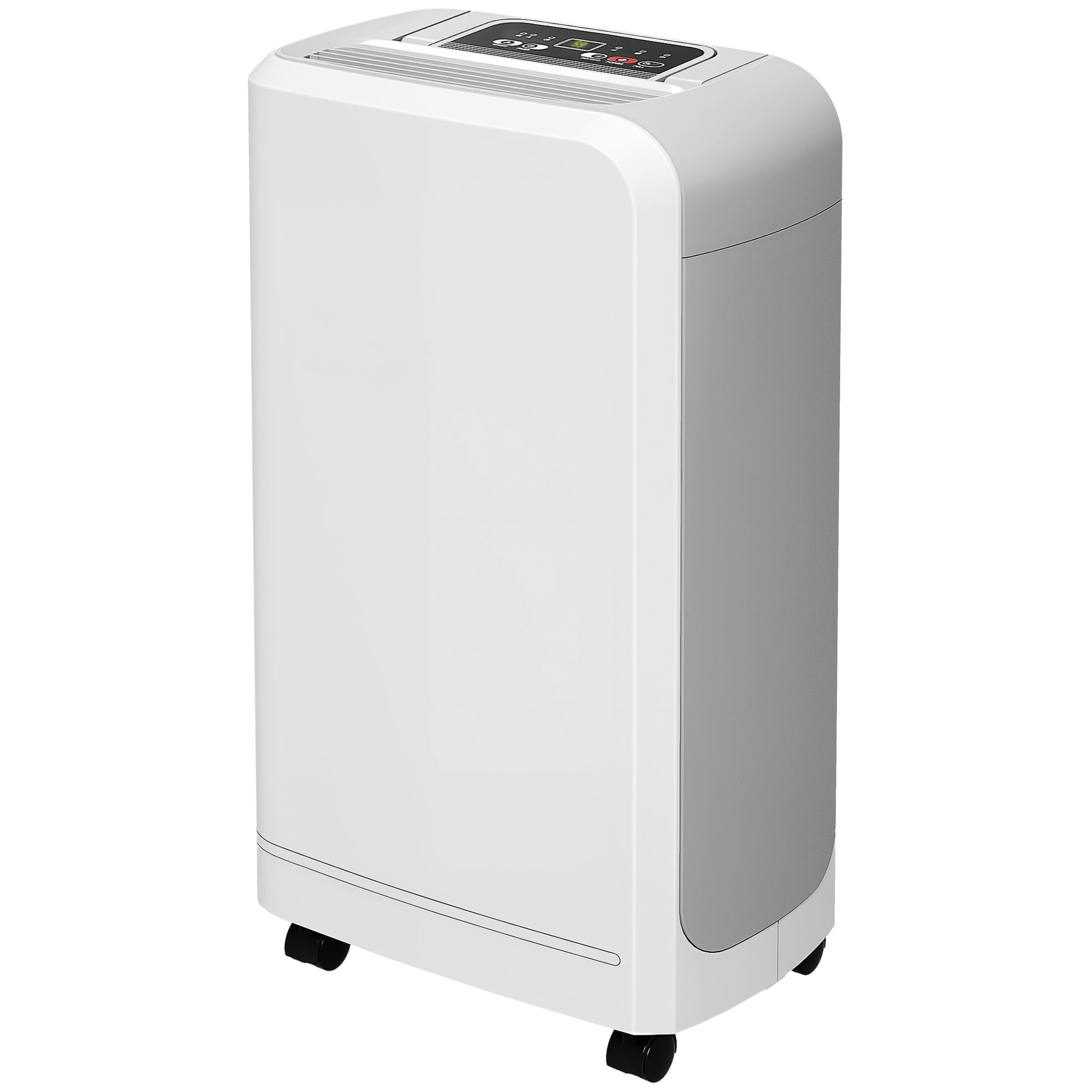 HOMCOM Deshumidificador Eléctrico 12L/día Silencioso 13-18m² Asa Blanco | con Ruedas, Temporizador de 24 Horas, Pantalla Digital de Humedad, para Dormitorio