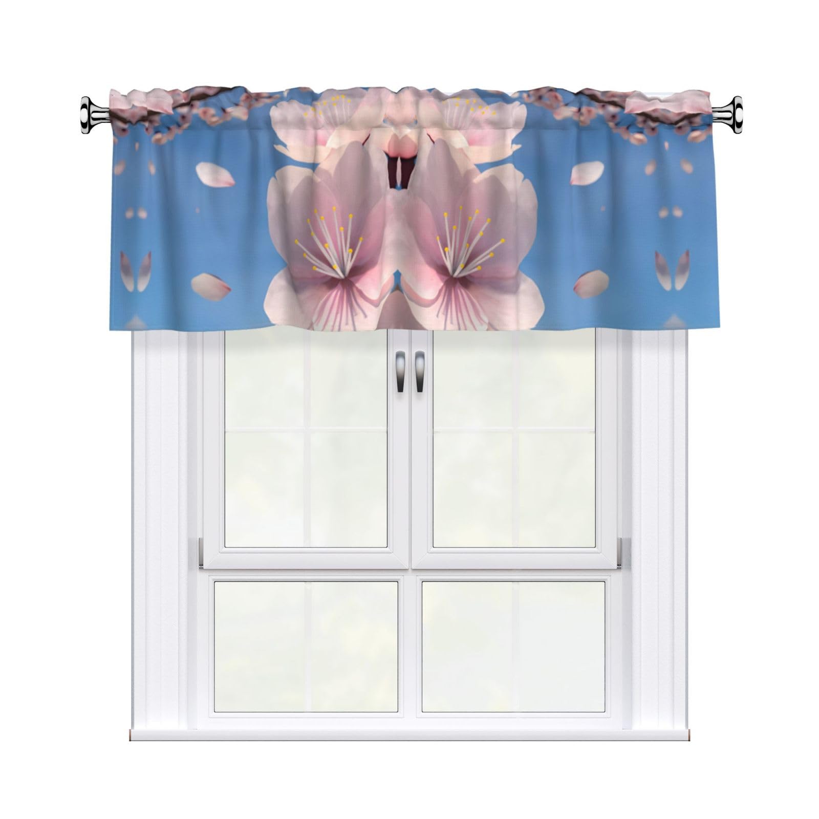 WHJSSF Cherry Blossoms Prints Housewarming Gift – Peach Skin Window Valance 54x18 for a Cozy Kitchen Refresh