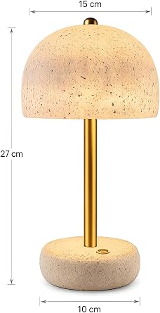 Kablosuz Şarjlı Masa Lambası, Dokunmatik Dimmerli LED Masa Lambası, Karbon Beton Dekoratif Modern Minimal Tasarım Gece Lambası 27 cm - YSEN N°1 [Enerji Sınıfı A]