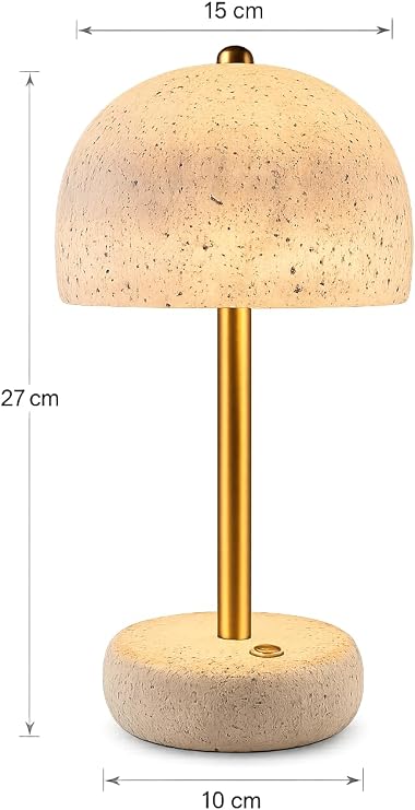 Kablosuz Şarjlı Masa Lambası, Dokunmatik Dimmerli LED Masa Lambası, Karbon Beton Dekoratif Modern Minimal Tasarım Gece Lambası 27 cm - YSEN N°1 [Enerji Sınıfı A]
