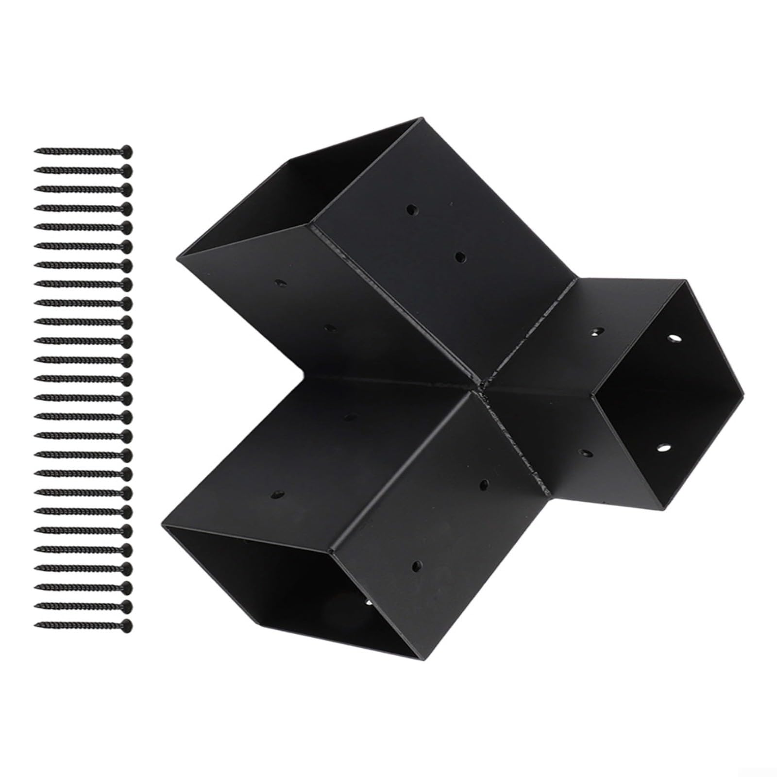Schräge Dach-Pergola-Halterungen für 10,2 x 10,2 cm Pfosten, robuste Stahl-Wandhalterung, 3-Wege- und unidirektionale Eckhalterungs-Set mit Hardware für Pavillon, Veranda und Terrasse, Schwarz (rechts