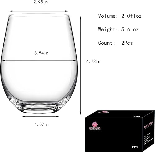 Miniatura 3 de Juego de copas de vino sin tallo de 2 a 20 onzas, sin plomo, aptas para lavavajillas, perfectas para piscina, al aire libre, campamento, fiesta de