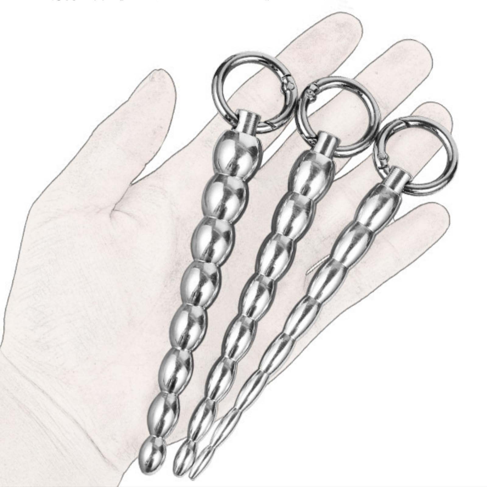 Barra per esercizi uretrali in acciaio inossidabile da uomo Accessorio per allenamento in metallo Lunghezza 133 mm - IThlM28 (3Pcs)