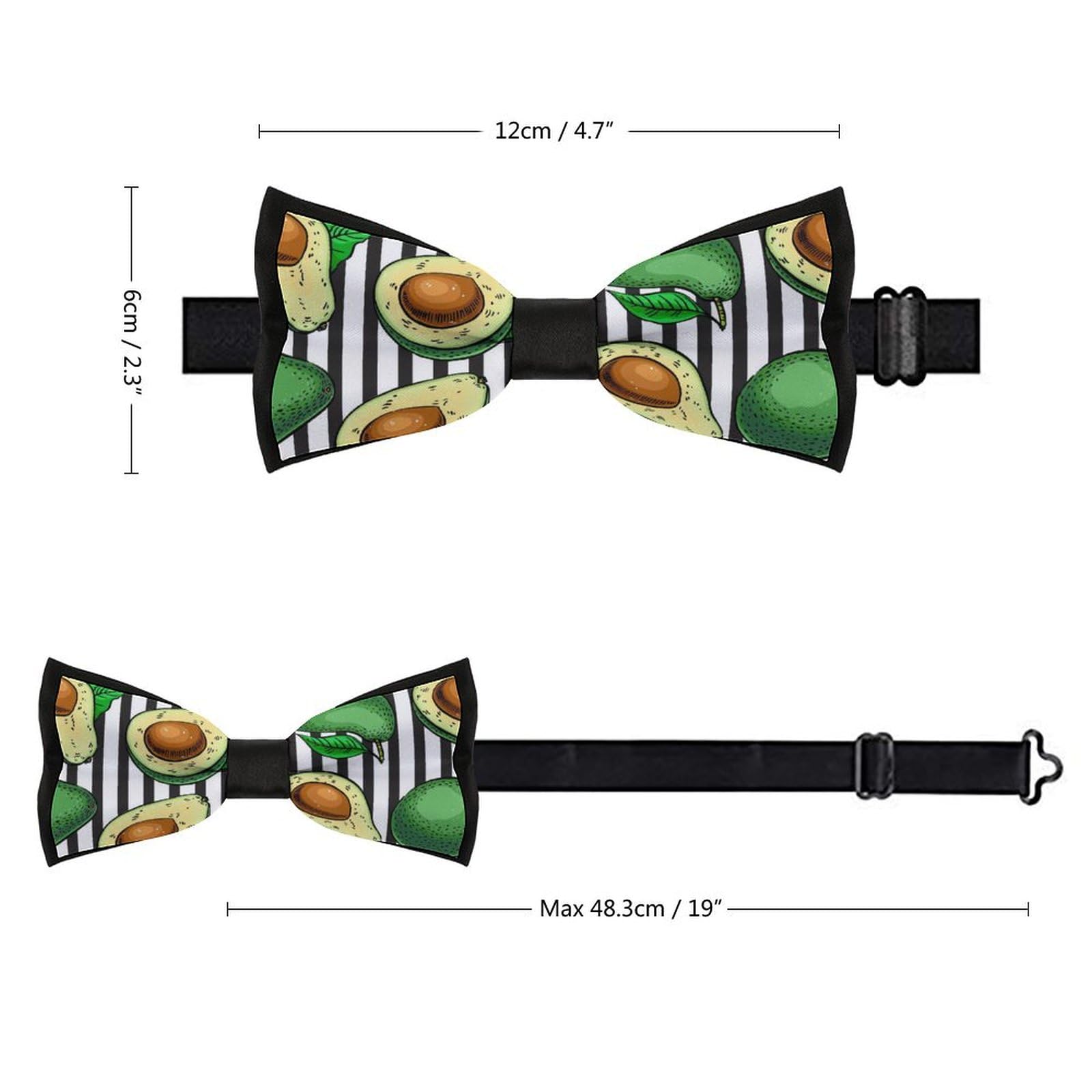 JYYAU Avocado Black And White Stripes Bow Tie Adjustable Necktie For Men Business Fashion Pre-tied Tie Neckwear Novelty Accessory For Weddings Party Festival