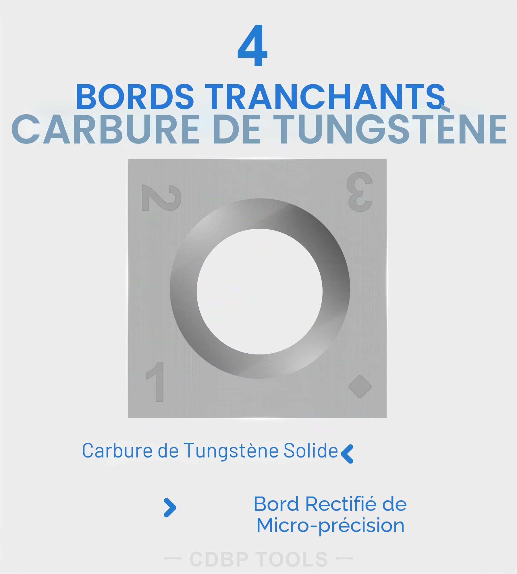 Plaquettes de coupe carrées droites en carbure de tungstène 14mm (14 x 14 x 2,0mm) pour outils tournage bois et Bois Spirale Raboteuse Head, 10 pièces