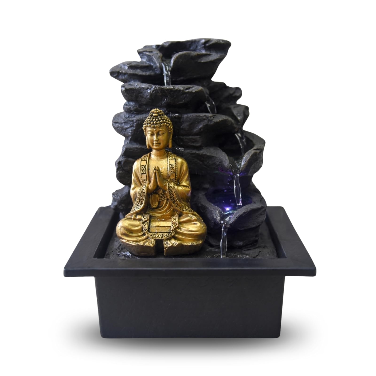 Zen Light Indoor Fountain with Pump and LED Lighting, Resin, One Size