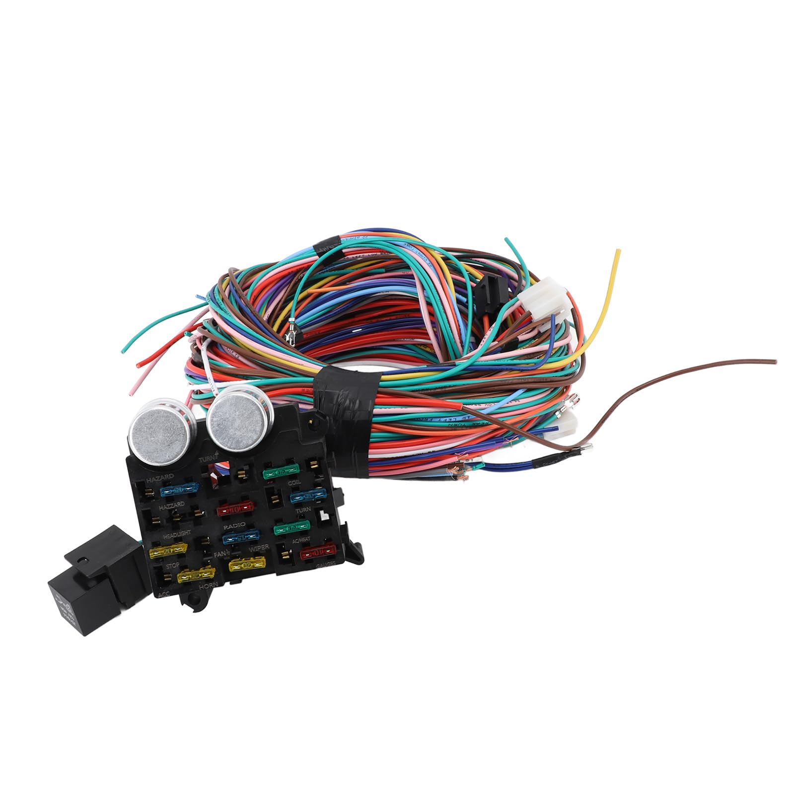 Keenso Kit di Cablaggio a 12 Circuiti, Cablaggio Universale per Fusibili Automobilistici con Fili e Connettori Resistenti Al Calore per Rat Rods Sand Cars Hot Rods Auto D'epoca