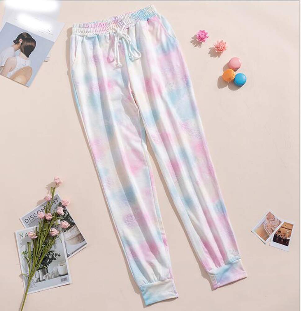 Huixin Spodnie dresowe damskie spodnie sportowe z nadrukiem tie-dye spodnie rekreacyjne sport trening spodnie dresowe z kieszenią na sznurek, kolor4, M