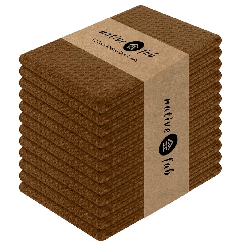 Native Fab Waffle Weave Dish Towels 12 Pack 100%...