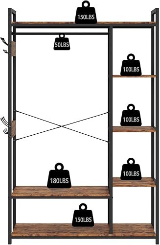 Miniatura 4 de Organizador de ropa, organizador de armario independiente, sistema de armario independiente con divisores abiertos y rieles para colgar ropa,