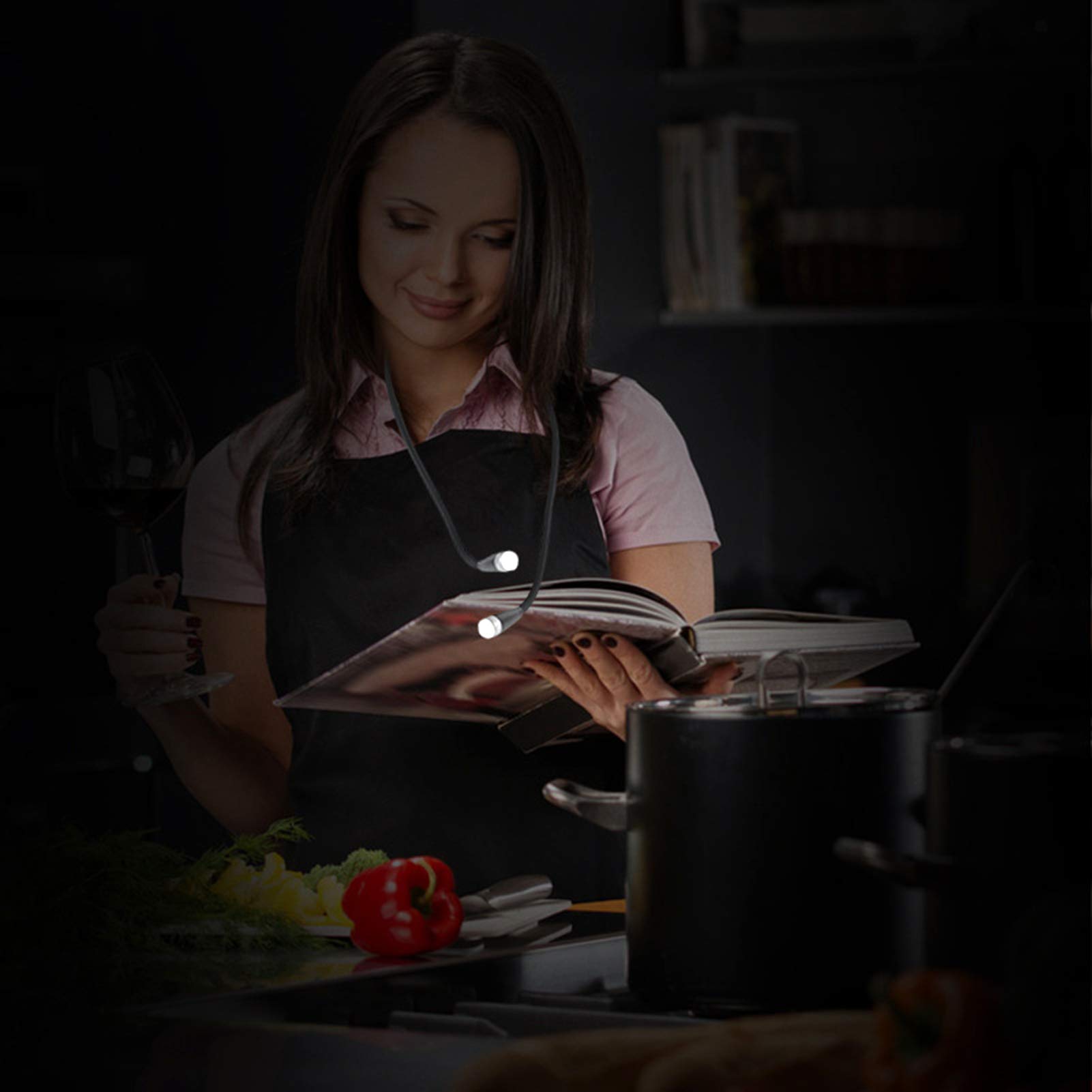 Eujgoov Neck Book Light, 5500K LED Light ABS + Silicone Hug Light for Jogging Reading Knitting