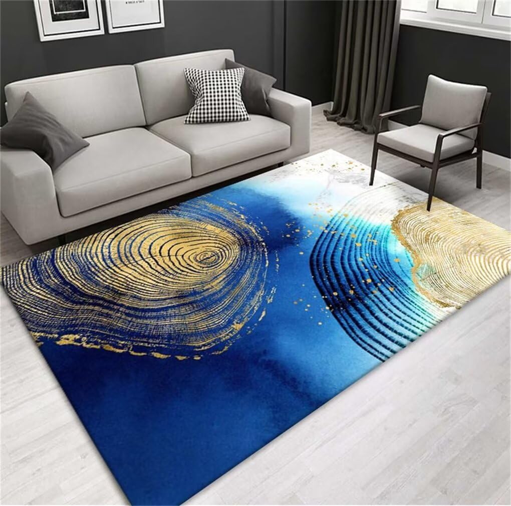 Tapis chambre bleu 250x300cm lavable grand format anti-taches