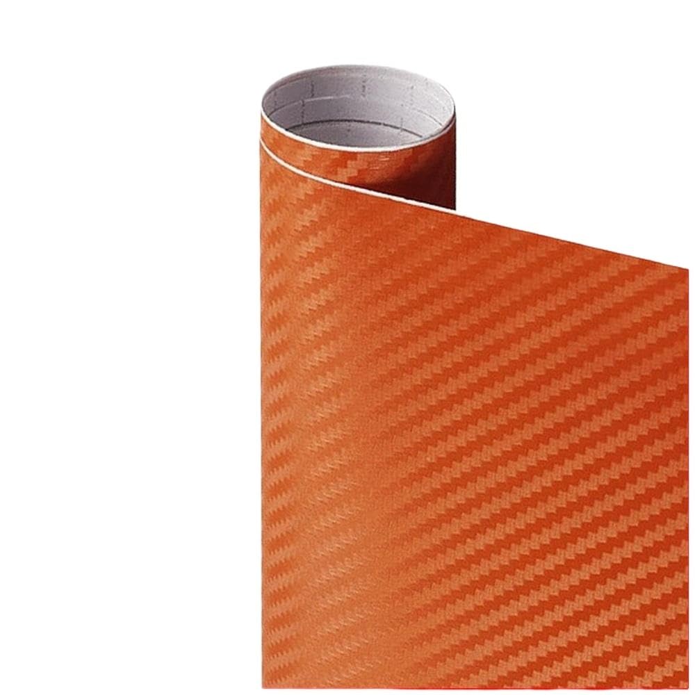 Film vinyle en fiber de carbone 3D orange autocollant moto et auto