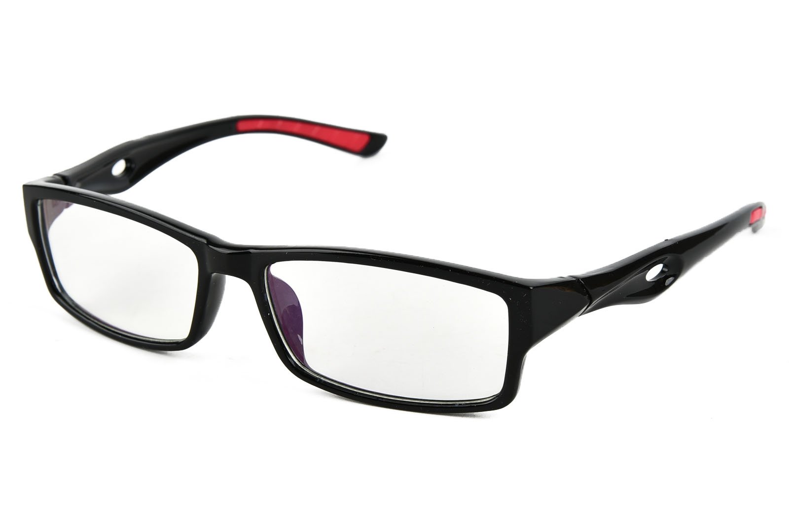 BEISON Sports Optical Eyeglasses Frame Plain Glasses Clear Lens UV400 (Shiny black, 53mm)