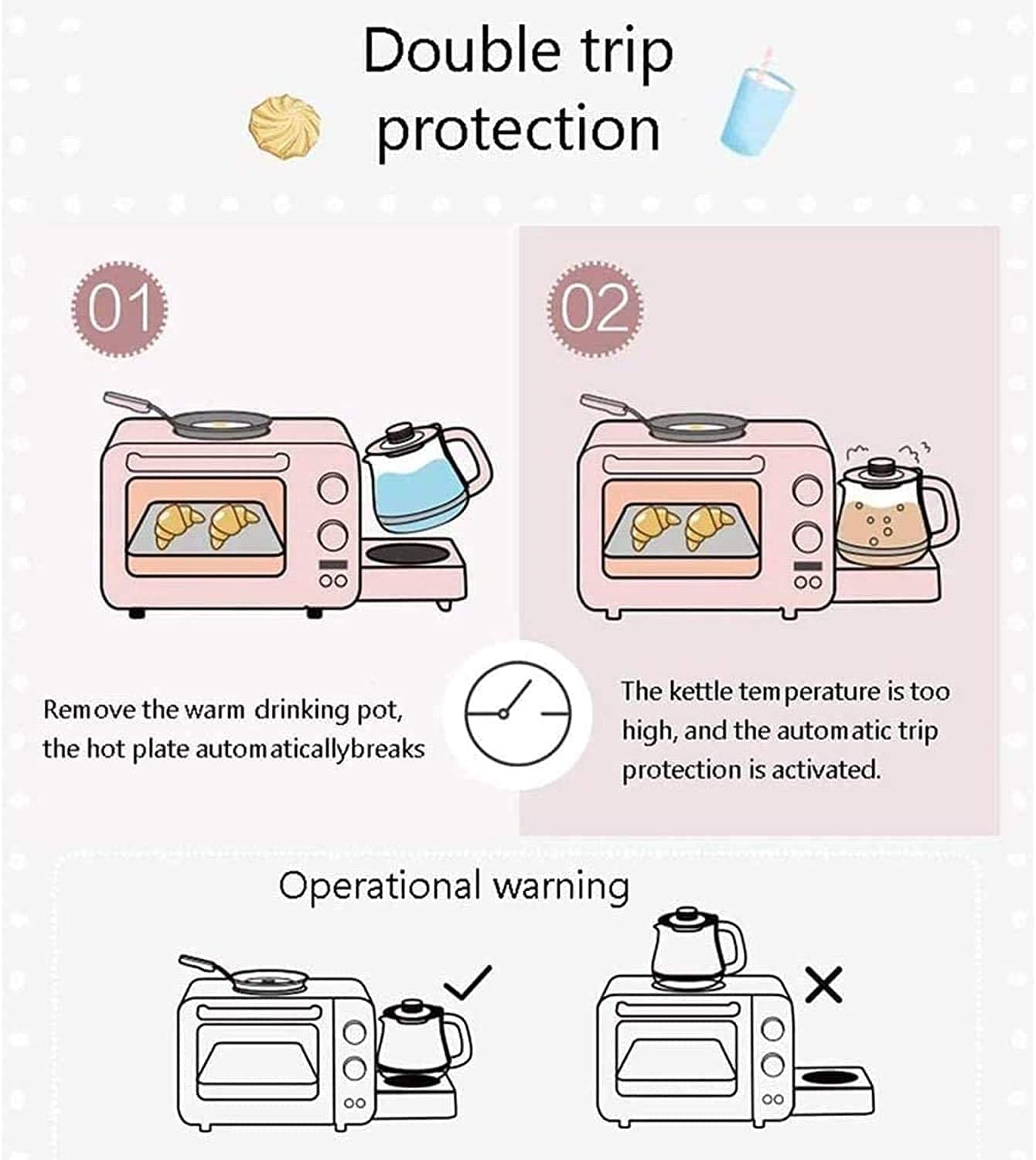 8L máquina de Desayuno hogar Multifuncional Tres en uno Horno eléctrico artefacto Horno eléctrico Mini pequeño automático