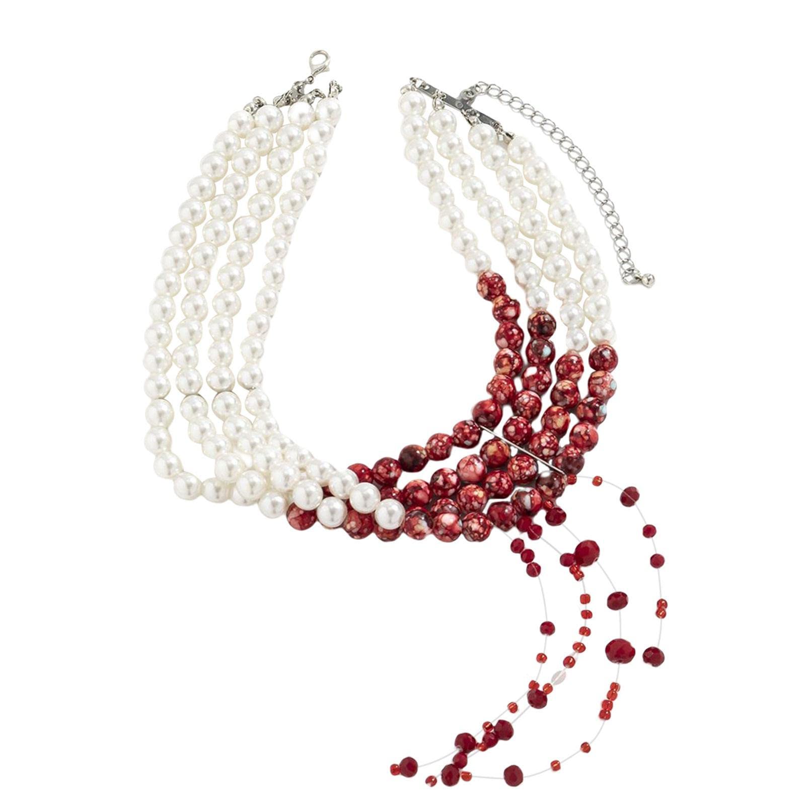 Collier De Perles Sanglantes Pour Femme - Costume De Vampire D