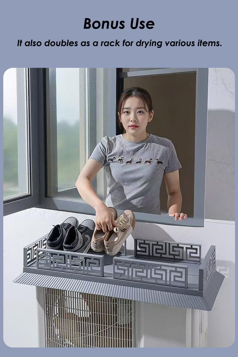 Air Conditioner Covers For Outside Split AC Outdoor Unit Cover Awning Canopy UV Rain Snow Protection Sheet for Split Heat Pump/Condenser/Compressor With 9,000 - 18,000 BTU (Gray, 35.4x17.5in)