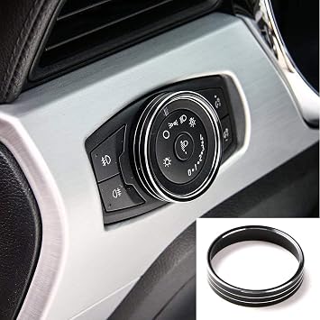 Aluminum Alloy Head Light Switch Button Cover Ring Decoration Trim,Black