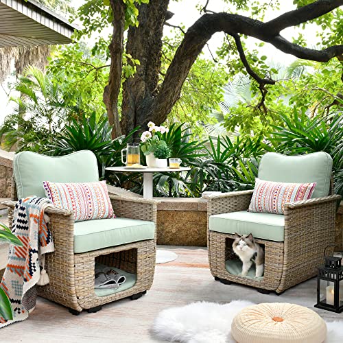 ovios-Patio-Chair-Set-Outdoor-Furniture-Conversation-Sets-with-Pet-House-Wicker-Rattan-Sofa-Patio-Bistro-Set-for-Backyard-Porch-Balcony-Beige-Wicker-Light-Green